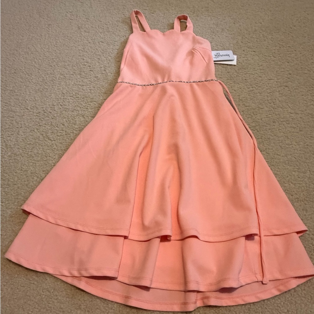Speechless Peach Layered Midi Dress